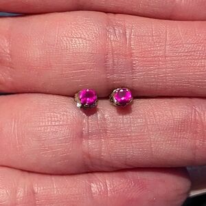 Ruby 925 Silver Stud Earrings